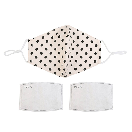 Dot Print Fashion Face Mask With 2 Replacement Filters
