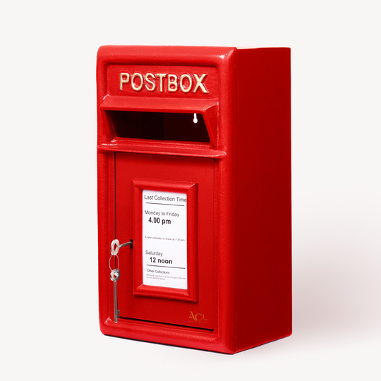 Red Post Box Cast Iron Wall Mounted Letter Mail Lockable