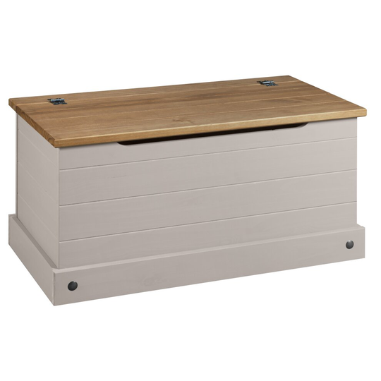 Corona Grey Solid Pine Ottoman Single Bedding Box Toy Chest Blanket