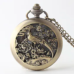 Luminous LED Light Arabic Numerals Display Bronze Train Locomotive Engine Quartz Pocket Watch Retro Punk Pocket Chain Clock Lightinthebox