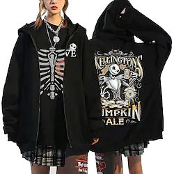 Inspired by Halloween Jack Skellington Cartoon Manga Outerwear Anime Classic Street Style Outerwear For Men's Women's Unisex Adults' Hot Stamping 100% Polyester Lightinthebox