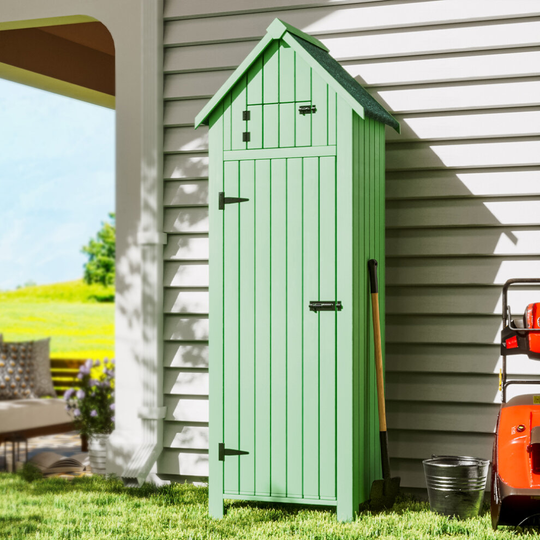 (Green) Outdoor Storage Garden Shed House Beach Hut Style Tool Room Sentry Box