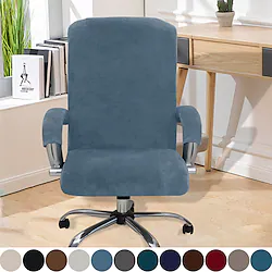 Velvet Computer Office Chair Cover Gaming Chair Stretch Chair Slipcover Plain Solid Color Durable Washable Furniture Protector Lightinthebox