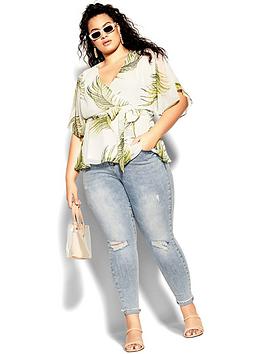 City Chic Fine Foliage Top - Ivory