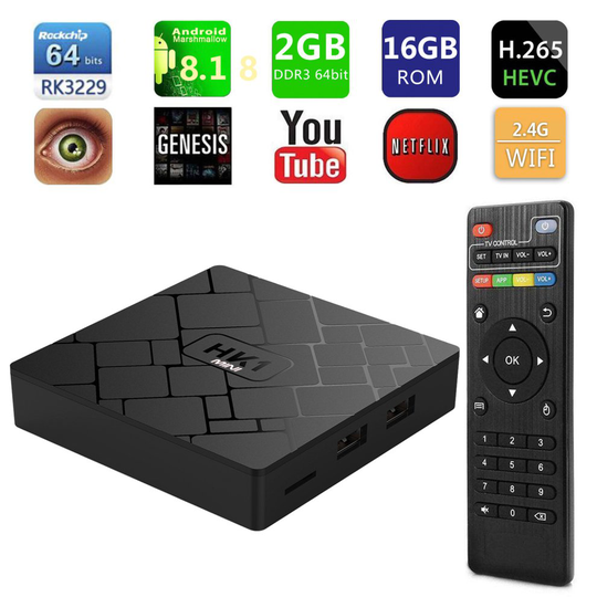 HK1 4K Android 8.1 Quad Core Smart TV Box A53 Processor 64 Bits