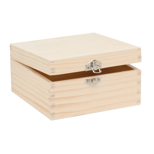 Glorex 6 1682 001 - Wooden Box Pine Rectangular FSC Mix, Wood, natural, 16 x 16 x 8,5 cm