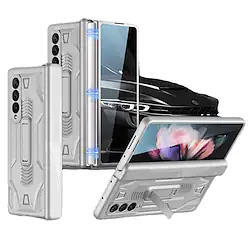 Phone Case For Samsung Galaxy Flip Z Fold 3 and Screen Protector Flip Magnetic Solid Colored PC Metal Lightinthebox