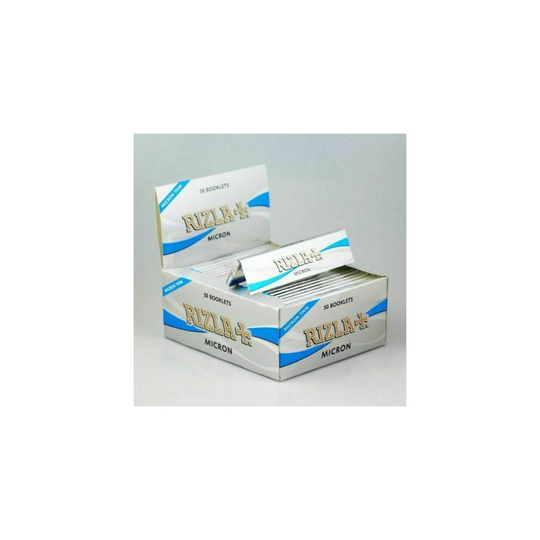 (50 Booklets (Full Box)) RIZLA Silver Micron Thin KINGSIZE Slim Cigarette Smoking Rolling Papers