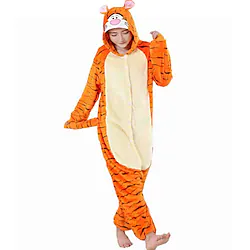 Adults' Kigurumi Pajamas Tiger Patchwork Onesie Pajamas Flannel Toison Cosplay For Men and Women Christmas Animal Sleepwear Cartoon Festival / Holiday Costumes / Leotard / Onesie / Leotard / Onesie Lightinthebox