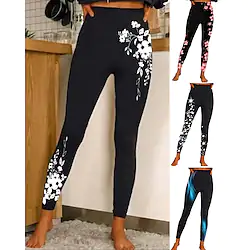 Women's Yoga Leggings Tummy Control Butt Lift Quick Dry High Waist Yoga Fitness Gym Workout Tights Leggings Floral 1# 2# 3# Spandex Sports Activewear Stretchy Skinny / Athletic / Athleisure Lightinthebox