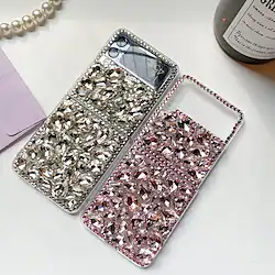 Phone Case For Samsung Galaxy Back Cover Z Flip 4/3/2 Bling Rhinestone Fashion Crystal Diamond TPU Lightinthebox