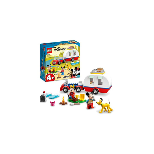 LEGO 10777 Disney Mickey Mouse and Minnie Mouse's Camping Trip Building Toy with Camper Van, Car & Pluto Figure, for Kids 4 Plus Years Old