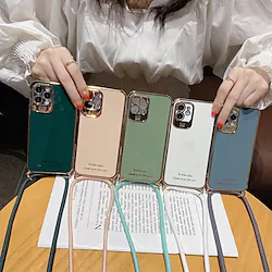 Phone Case For Apple Lanyard iPhone 14 Pro Max 13 12 Pro Max Mini Dustproof with Removable Cross Body Strap Shockproof Solid Colored Nylon Metal Aluminium Lightinthebox