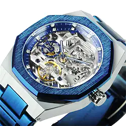 FORSINING Tourbillon Mechanical Watch for Men Automatic Steel Strap Skeleton Mens Watches Top Brand Luxury 2022 Reloj Hombre Lightinthebox