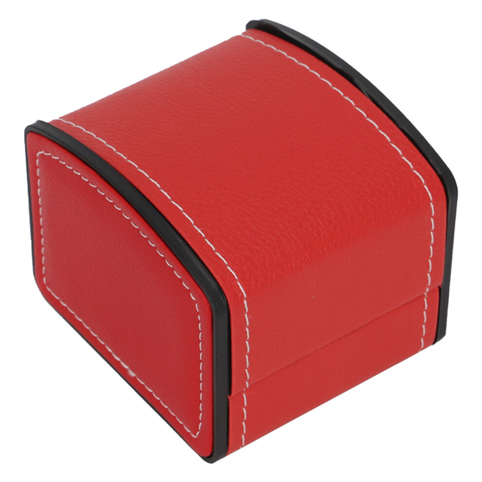 (Red) Single Grid Leather Watch Box Bracelet Storage