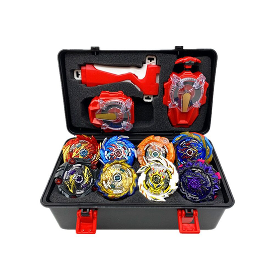 Super King 8pcs Gyro Burst Beyblade Set With Sparkling Launcher With Storage Box