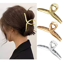 3 Pcs Metal Claw Hair Jaw Clips Barrettes No Slip Claw Clip Hair Clamp Grips for Women Girls Jaw Clips Clamp Barrettes(Geometric metal(GrayGoldSilver)) Lightinthebox