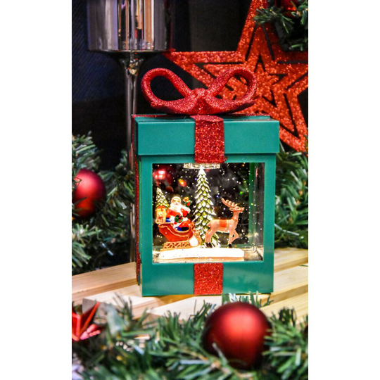 (GREEN GIFT BOX) The Magic Toy Shop - Battery/USB/LED Dual Power Christmas Glitter Lantern Light Decoration