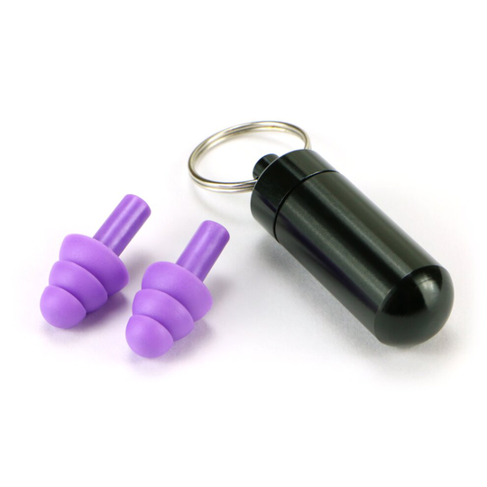 (1 pack) Everyday Carry Earplugs - Soft Silicone Reusable Ear Plugs in a Keyring Capsule. Gentle Noise Reduction for Sleep, Study, Work and Travel.
