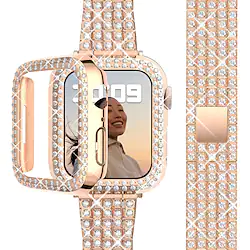 Watch Band with Case Compatible with Apple Watch 38/40/41/42/44/45mm For Women Rhinestone Metal Jewelry Strap With Bling Diamond Protective Case Replacement For iWatch Series 8 7 6 5 4 3 2 1 SE Lightinthebox