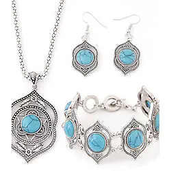 Jewelry Set For Women's Turquoise Party Birthday Gift Resin Turquoise Alloy Silver Blue / Casual / Daily / Engagement Lightinthebox