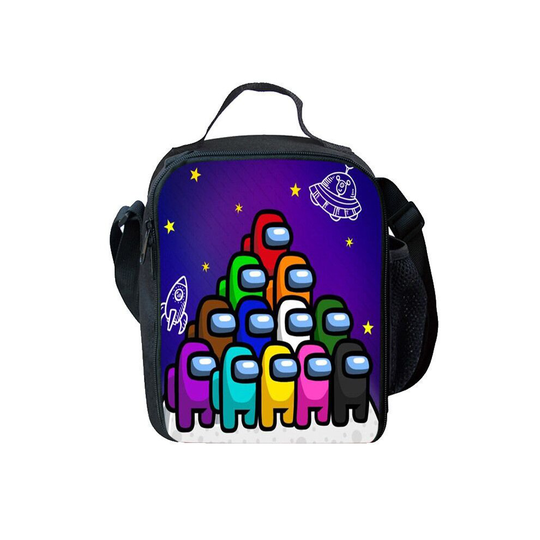 (Purple) Among Us Insulated Lunch Bag School Outdoor Lunchbox