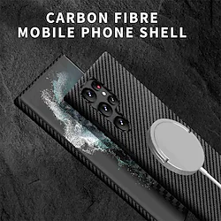 Phone Case For Samsung Galaxy S22 S22 Plus S22 Ultra S21 Ultra Plus Slim Thin Carbon Fiber Case Bumper Frame Magnetic Support Wireless Charging Full Body Protective Lines / Waves PC Lightinthebox
