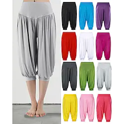 Women's Harem Pants Quick Dry Lightweight High Waist Fitness Yoga Gym Workout Pilates Bloomers Capri Pants Sillver Gray Apple Green Dark Grey Modal Plus Size Sports Activewear High Elasticity Loose Lightinthebox