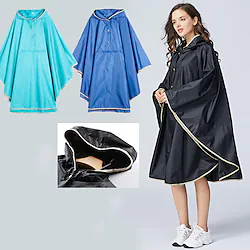 Women's Rain Poncho Waterproof Hiking Jacket Rain Jacket Summer Outdoor Waterproof Breathable Quick Dry Lightweight Outerwear Windbreaker Raincoat Fishing Climbing Running Lake blue Sapphire Black Lightinthebox
