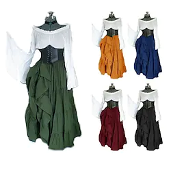Movie / TV Theme Costumes Outlander Medieval All Seasons Dress Corset Women's Teen Costume Vintage Cosplay Party Evening Ankle Length Dress Halloween Lightinthebox