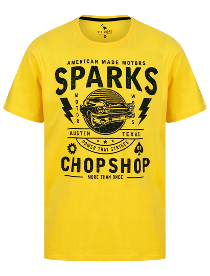 T-Shirts Sparks Motif Cotton Jersey T-Shirt in Mimosa Yellow - South Shore / S - Tokyo Laundry