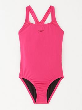 Speedo Junior Girls Eco Endurance+ Medalist Swimsuit - Pink, Pink, Size 4 Years, Women