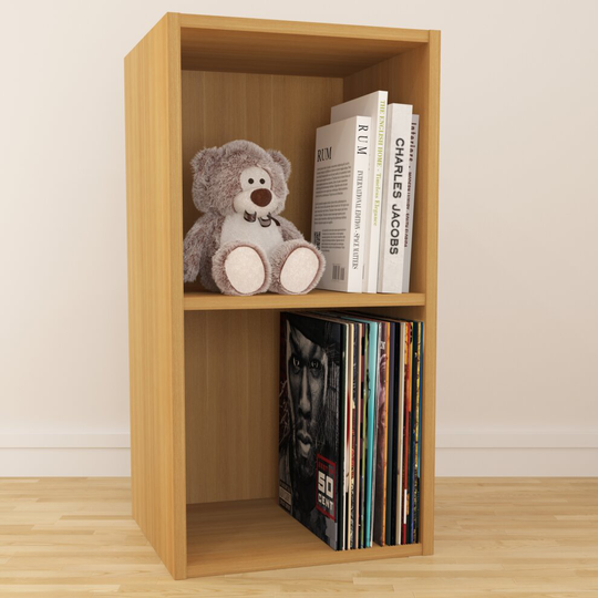(Large) Vinyl 12" LP Record Cube Storage Box Unit Oak