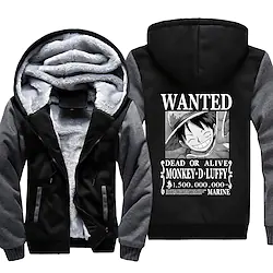 Inspired by One Piece Monkey D. Luffy Hoodie Anime Outerwear Anime Graphic Outerwear For Men's Women's Unisex Adults' Hot Stamping 100% Polyester Casual Daily Lightinthebox