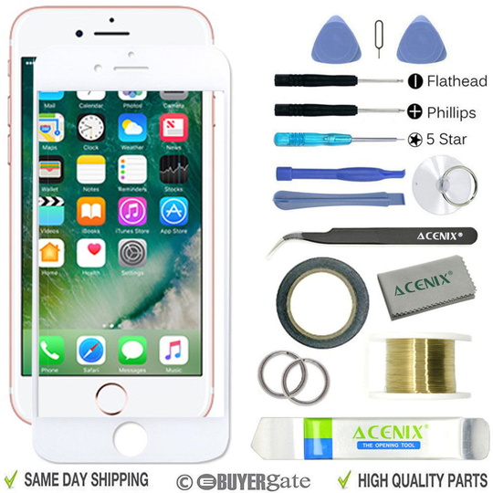 Apple iPhone 8 White Outer Front Glass Screen Lens Replacement Repair Kit UK