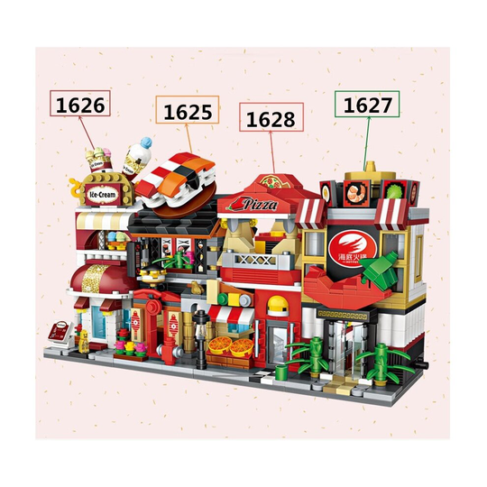 (Group of 4 (1625-1628)) DIY Mini City Street View Building Bricks Construction Blocks Toy Kids Xmas Gift without box