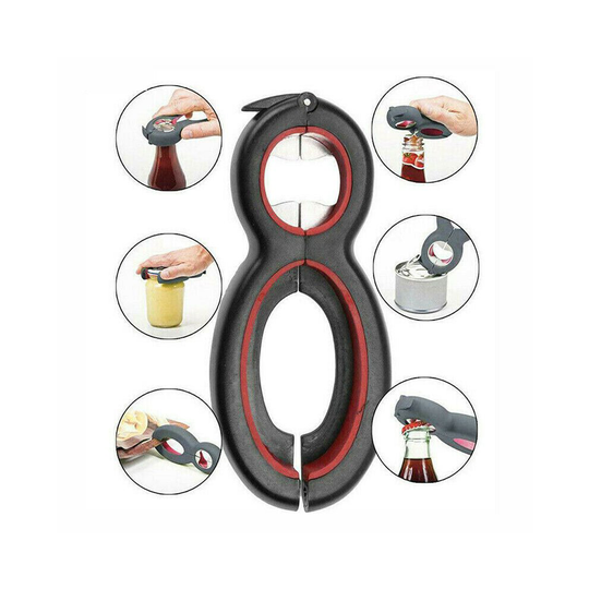 Multi-Tool 6 in 1 Bottle Can Jar Opener Grip Lid Twist Open Manual Gadget