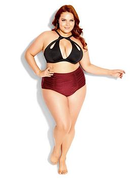 City Chic Azores Bikini Brief - Merlot, Merlot, Size 14, Women