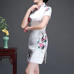 Adults' Women's Gothic Chinese Traditional Dress Cheongsam For Party Polyester Flower / Floral Masquerade Cheongsam Lightinthebox