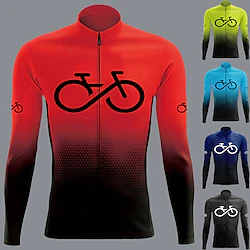 21Grams Men's Cycling Jersey Long Sleeve Bike Jersey Top with 3 Rear Pockets Mountain Bike MTB Road Bike Cycling Breathable Quick Dry Moisture Wicking Reflective Strips Yellow Dark Navy Red Gradient Lightinthebox