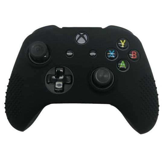 (Black) Texture Silicone Rubber Case Grips Protective Cover Skin for Xbox One Controller