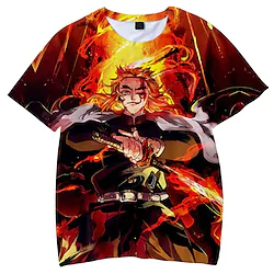 Inspired by Demon Slayer: Kimetsu no Yaiba Rengoku Shinjurou T-shirt Cartoon Manga Anime Harajuku Graphic Kawaii T-shirt For Men's Women's Unisex Adults' 3D Print 100% Polyester Lightinthebox