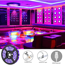LED UV Black Light Strip Purple USB Interface with 11 Key Multi-function RF Remote Control SMD2835 380-400NM UV LED Black Light Lamp Suitable for Fluorescent Dance and UV Body Coating Lightinthebox