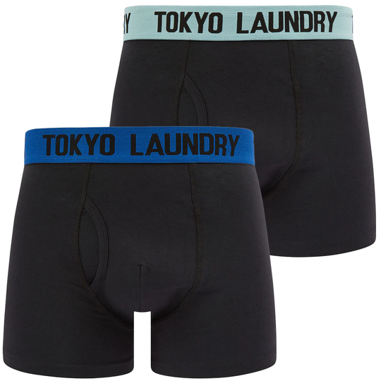 Mens Underwear Trader (2 Pack) Boxer Shorts Set in Limpet Shell Blue / Princess Blue - Tokyo Laundry / S - Tokyo Laundry