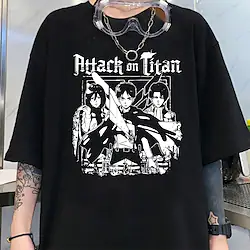 Inspired by Attack on Titan levi ackerman Eren Yeager T-shirt Cartoon Manga Anime Harajuku Graphic Kawaii T-shirt For Men's Women's Unisex Adults' Hot Stamping 100% Polyester Lightinthebox