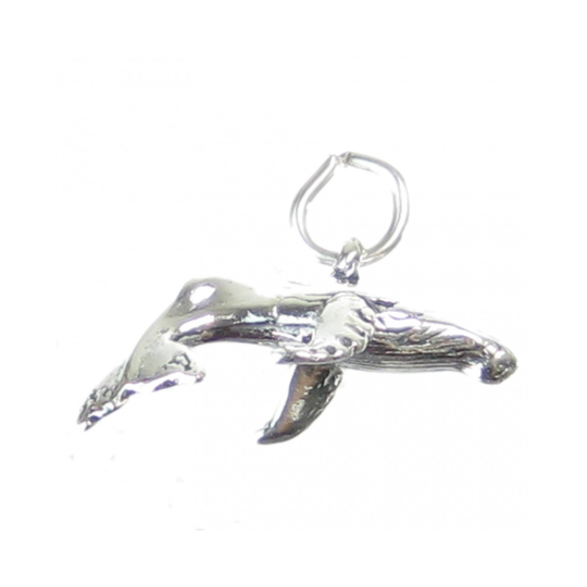 Humpback whale sterling silver charm .925 x 1 Hump Back Whales charms --SFP