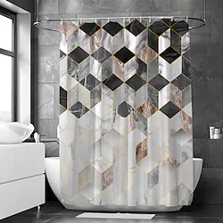 Shower Curtain With Hooks Suitable For Separate Wet And Dry Zone Divide Bathroom Shower Curtain Waterproof Oil-proof Modern and Geometric Lightinthebox
