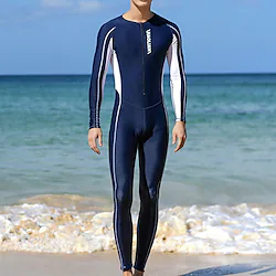 Men's Rash Guard Dive Skin Suit Full Body Swimwear UPF50 Front Zip Bathing Suit UV Sun Protection Breathable High Elasticity Long Sleeve - Swimming Diving Surfing Snorkeling Patchwork Lightinthebox