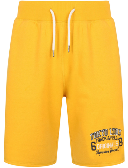Jogger Shorts Otter Rock Motif Brushback Fleece Jogger Shorts in Yolk Yellow - Tokyo Laundry / S - Tokyo Laundry