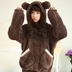 Adults' Pants Hoodie Kigurumi Pajamas Bear Solid Colored Onesie Pajamas Flannel Fabric Cosplay For Men's Women's Male Animal Sleepwear Television Warmer Creative Cartoon Festival / Holiday Costumes Lightinthebox